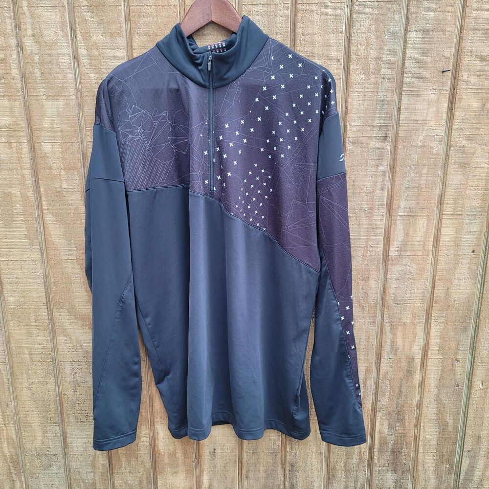 Spyder Tech 1/4 Zip Pullover Shirt Black Printed Mens Size XL